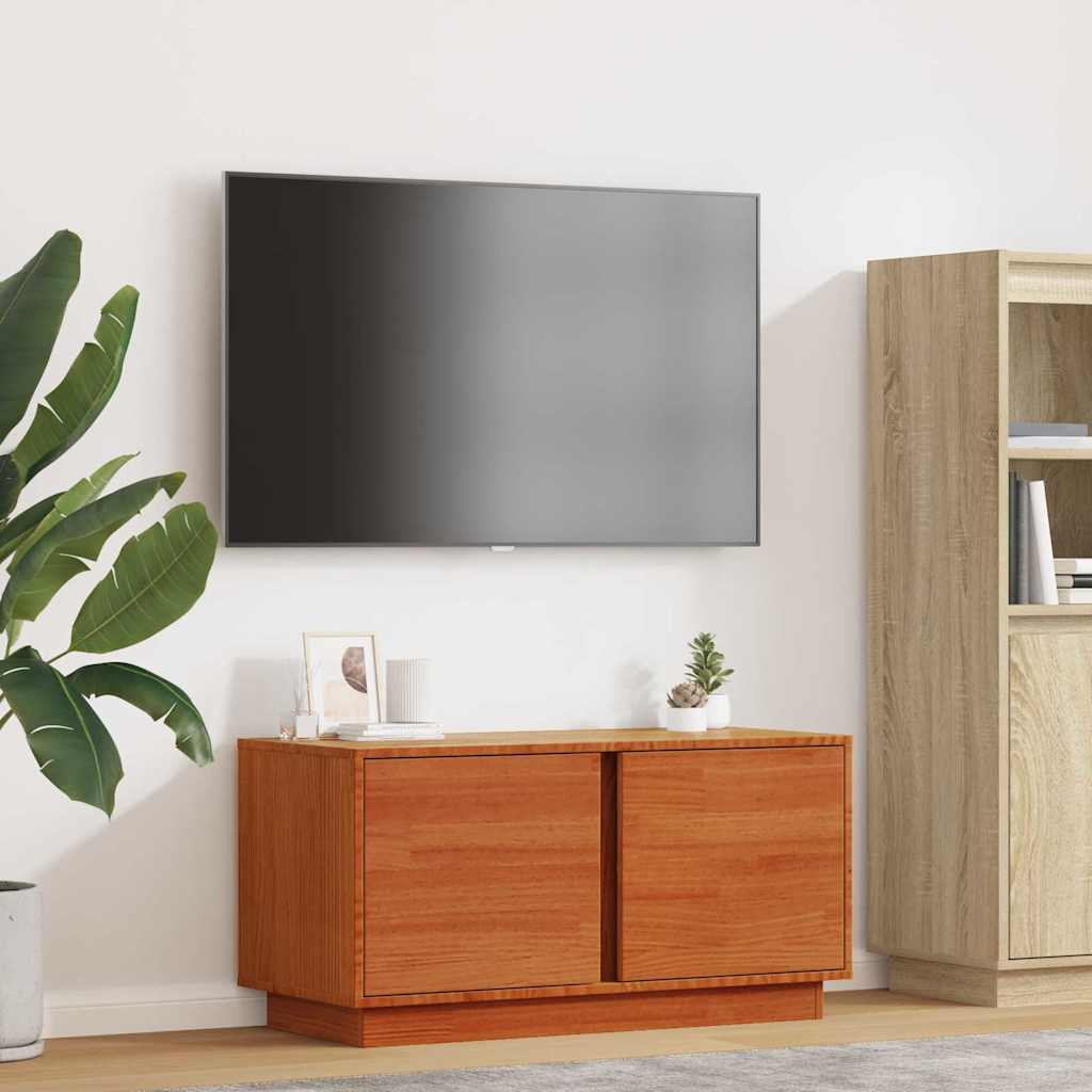 Ντουλάπι TV Κερωτό καφέ 80 x 35 x 40,5 εκ. Στερεά ξυλεία πεύκου