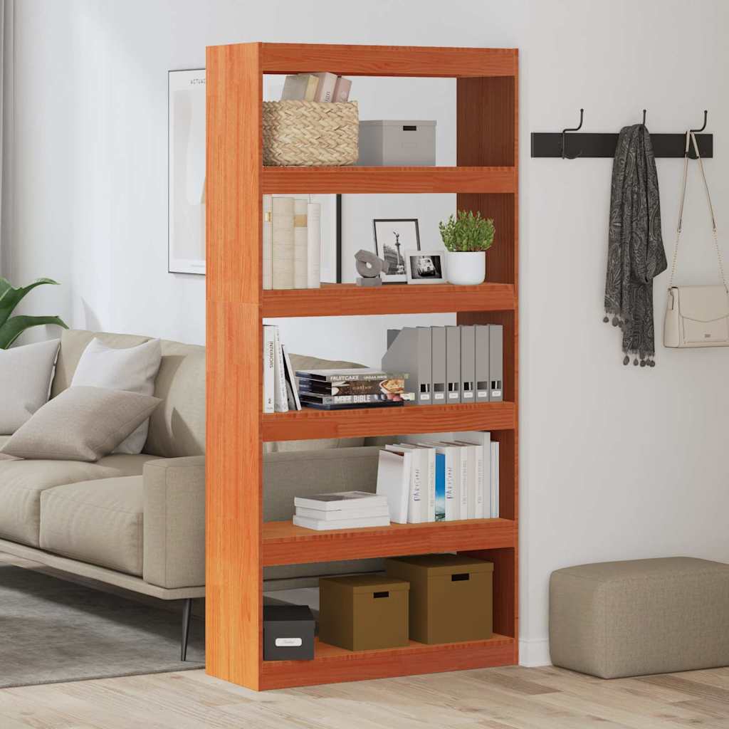 Βιβλιοθήκη Κερωτό καφέ 80 x 30 x 167,5 εκ Στερεά ξυλεία πεύκου