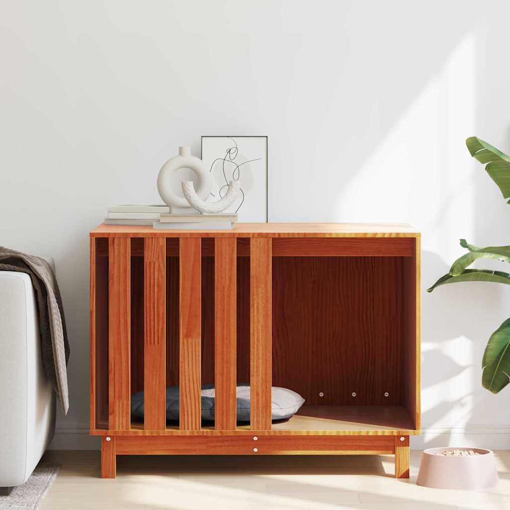 Σπίτι Σκύλου Κερωτό καφέ 90 x 60 x 67 εκ. Στερεά ξυλεία πεύκου