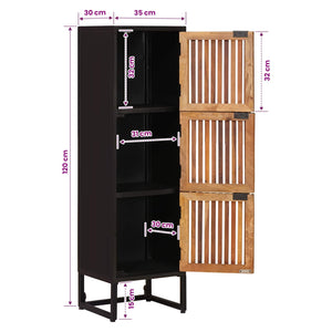 Highboard 35 x 30 x 120 cm Στερεό Ξύλο Μάνγκο και Μηχανικά Ξύλα - Pakobazaar