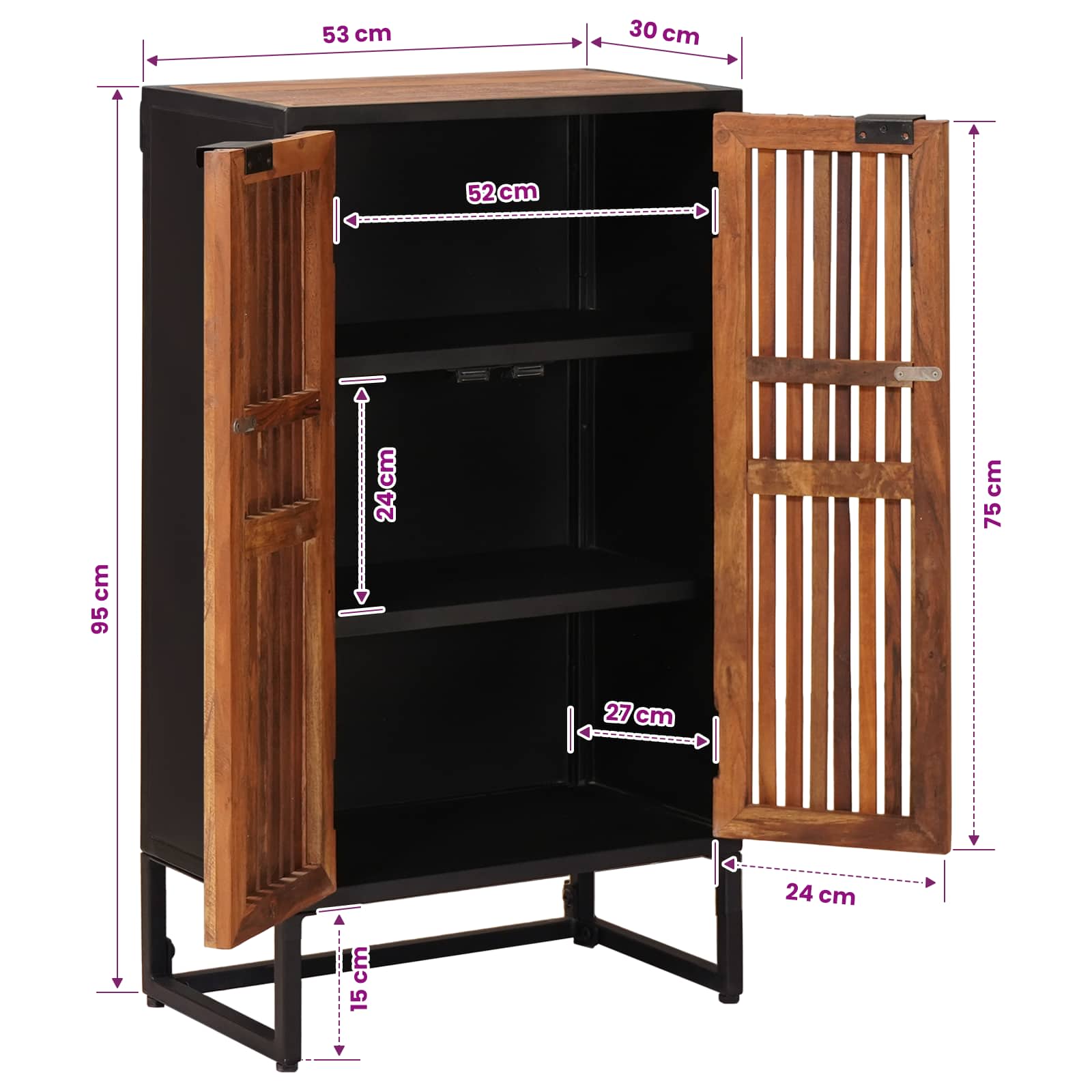 Highboard 53 x 30 x 95 εκ. Στερεό Ξύλο Μάνγκο και Μηχανικά Ξύλα - Pakobazaar