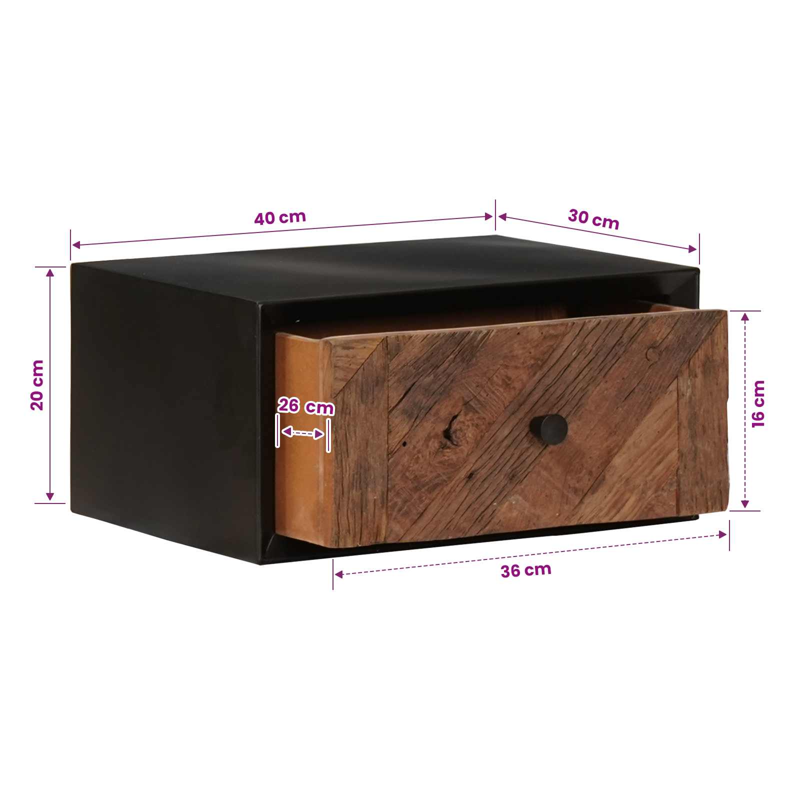 Χειροποίητο Κομοδίνο Φυσικό 40 x 30 x 20 εκ - Pakobazaar