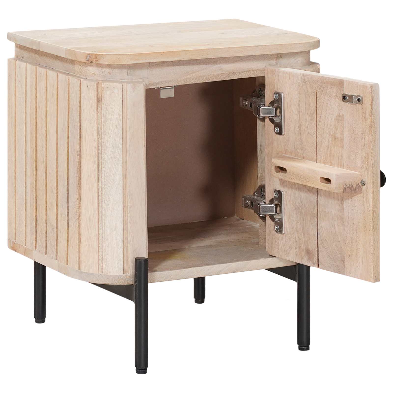 Χειροποίητο Κομοδίνο Λευκό 40 x 30 x 45 cm Στερεό ξύλο μάνγκο - Pakobazaar