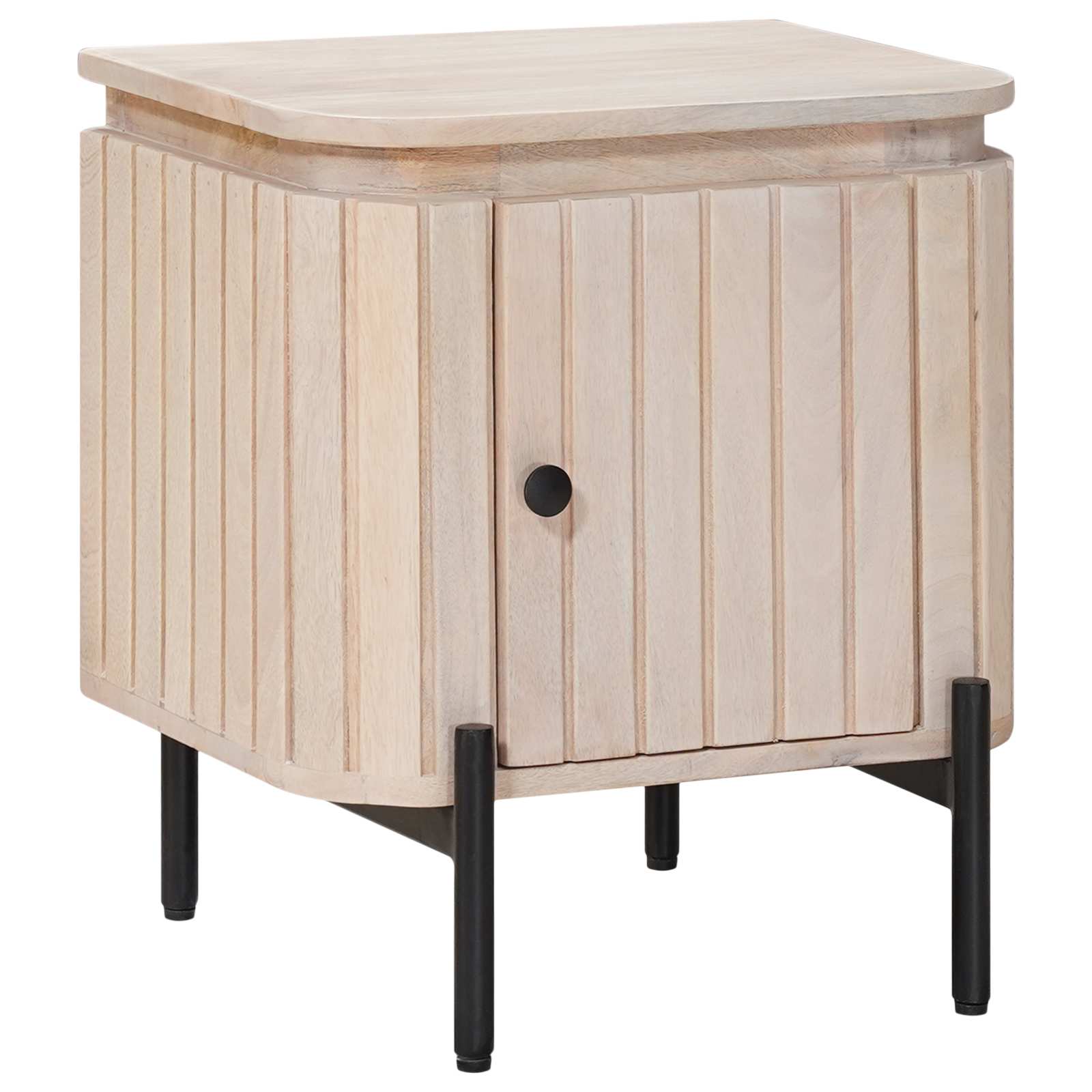 Χειροποίητο Κομοδίνο Λευκό 40 x 30 x 45 cm Στερεό ξύλο μάνγκο - Pakobazaar