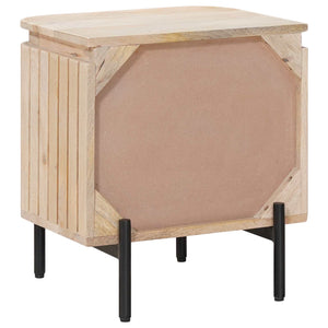 Χειροποίητο Κομοδίνο Λευκό 40 x 30 x 45 cm Στερεό ξύλο μάνγκο - Pakobazaar