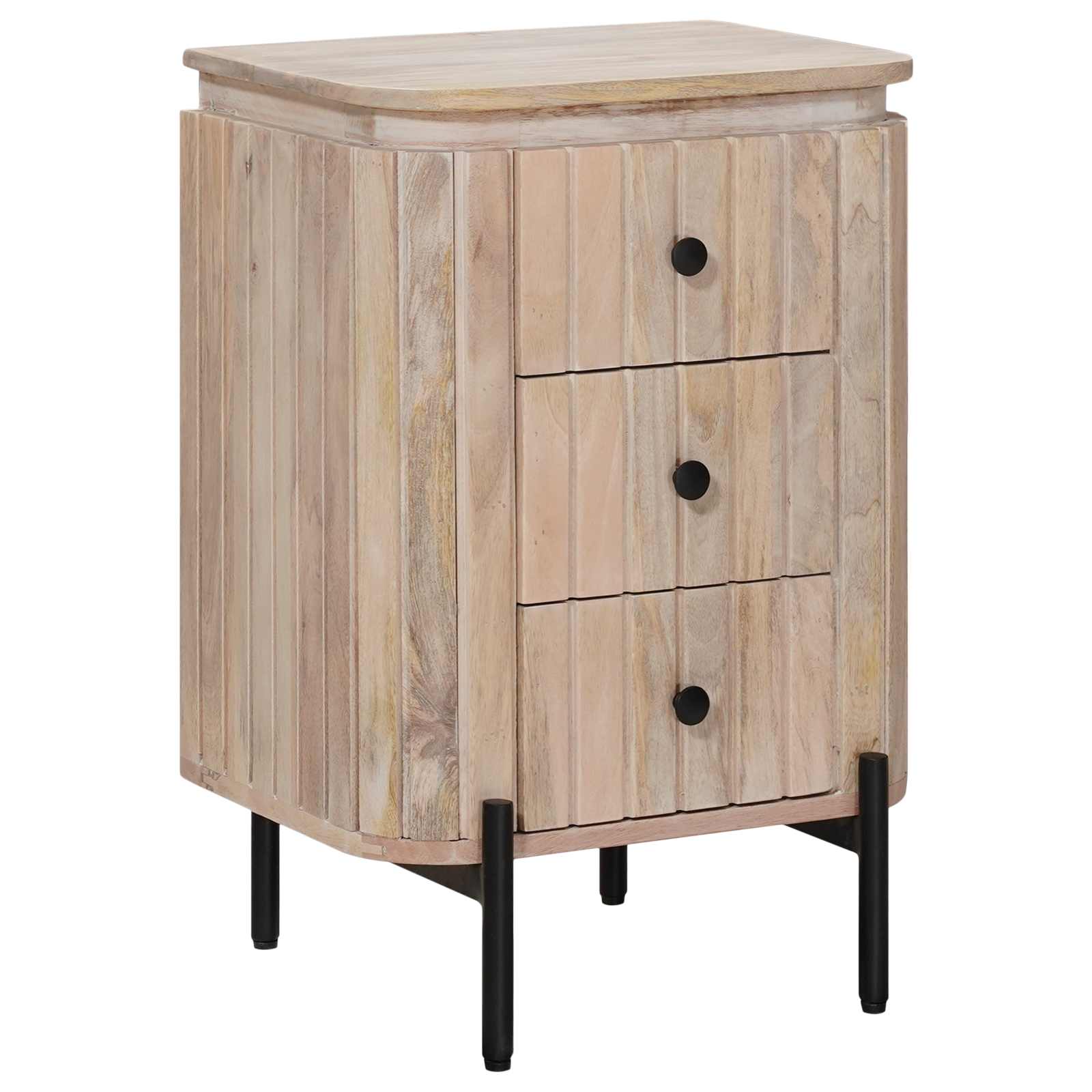 Χειροποίητο Κομοδίνο Λευκό 40 x 30 x 60 cm Στερεό ξύλο μάνγκο - Pakobazaar