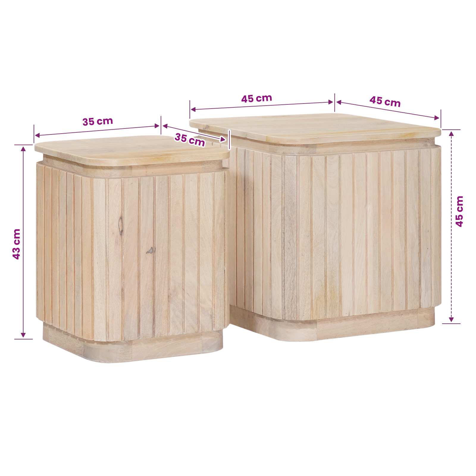 Χειροποίητο Σετ Τραπεζιών 2 pcs Λευκό 45 x 45 x 45 cm - Pakobazaar