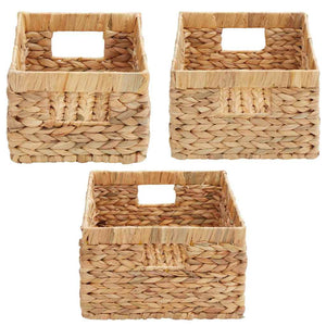 Καλάθια Αποθήκευσης 3 pcs Φυσικό 40 x 30 x 18 εκ Υάκινθος νερού - Pakobazaar