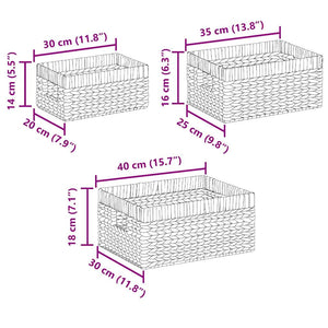 Καλάθια Αποθήκευσης 3 pcs Φυσικό 40 x 30 x 18 εκ Υάκινθος νερού - Pakobazaar