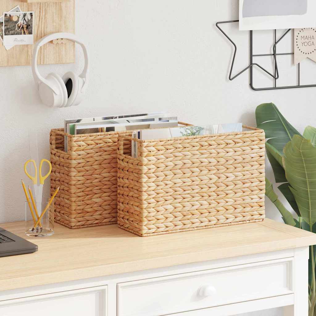 Καλάθια Μαγazines 2 pcs Φυσικό 39 x 14 x 25 εκ Υάκινθος νερού - Pakobazaar