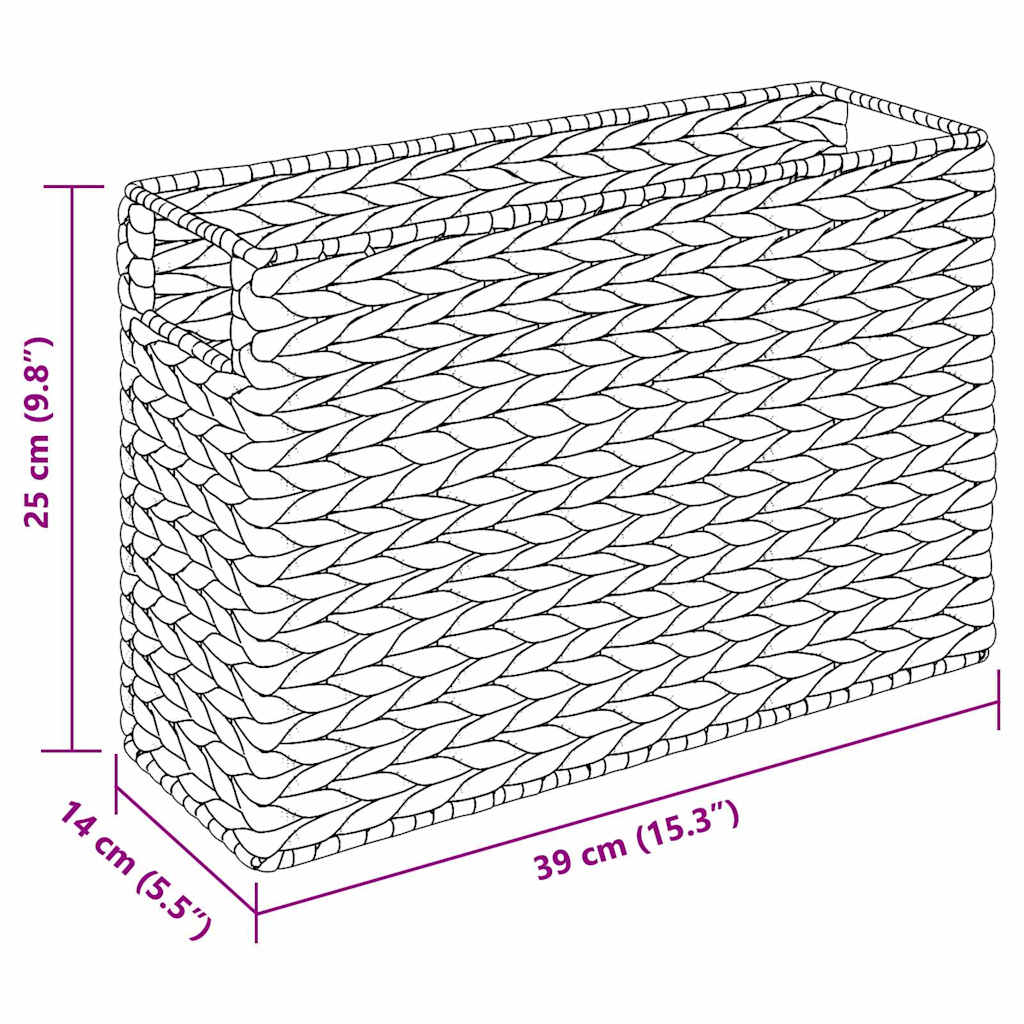 Καλάθια Μαγazines 2 pcs Φυσικό 39 x 14 x 25 εκ Υάκινθος νερού - Pakobazaar