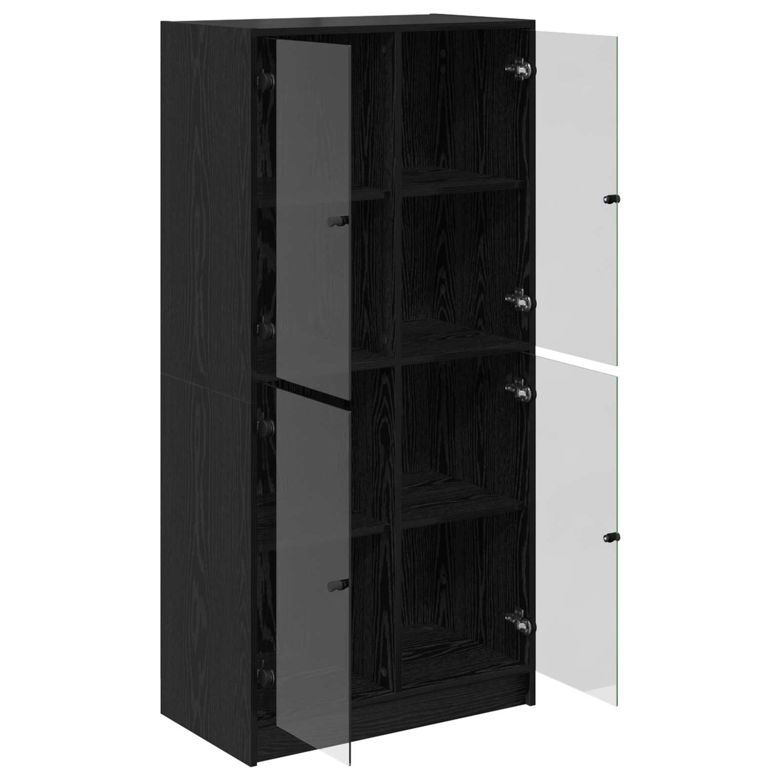Highboard Μαύρη Οξυά 68 x 37 x 142 εκ Επεξεργασμένο ξύλο - Pakobazaar