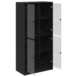 Highboard Μαύρη Οξυά 68 x 37 x 142 εκ Επεξεργασμένο ξύλο - Pakobazaar