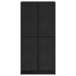 Highboard Μαύρη Οξυά 68 x 37 x 142 εκ Επεξεργασμένο ξύλο - Pakobazaar
