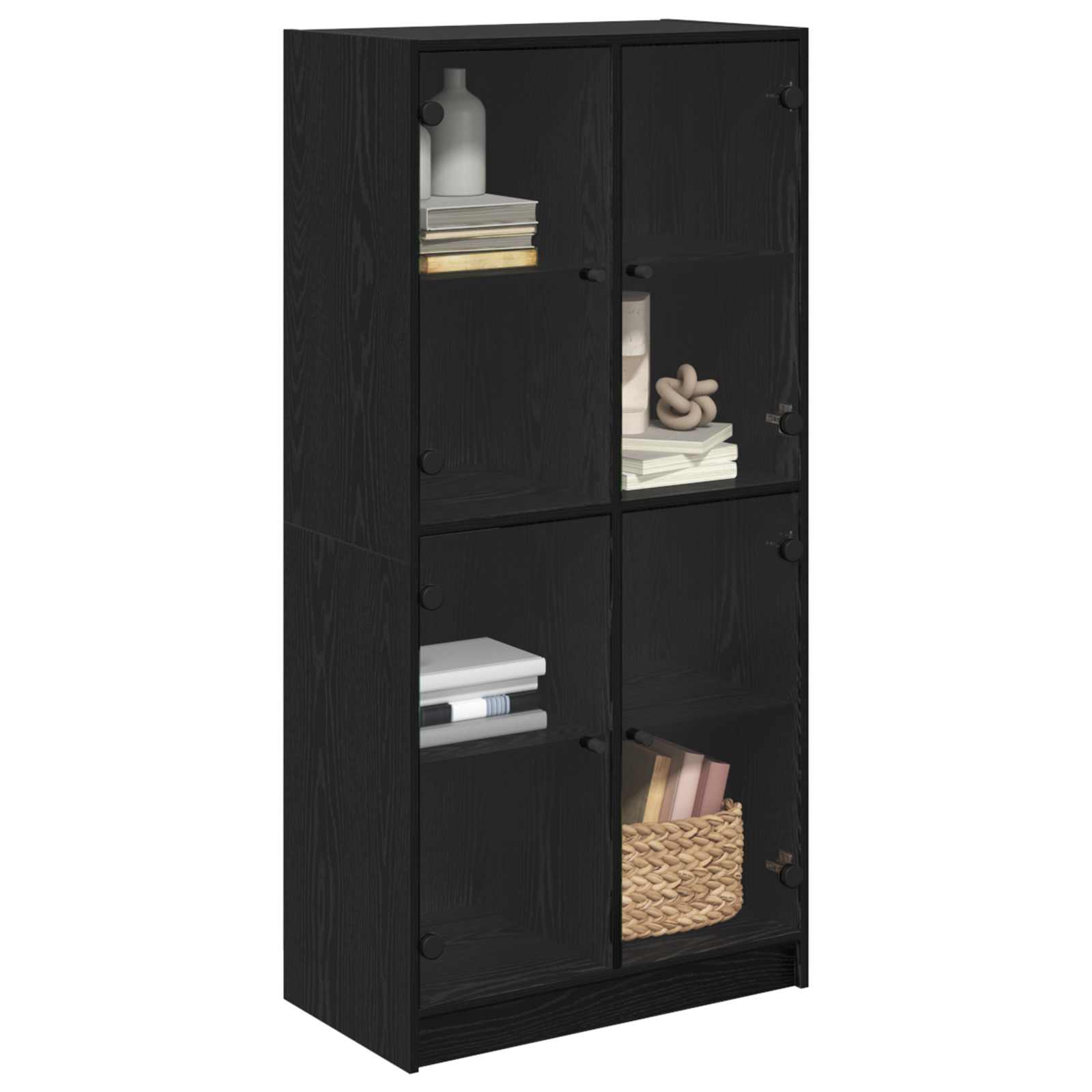 Highboard Μαύρη Οξυά 68 x 37 x 142 εκ Επεξεργασμένο ξύλο - Pakobazaar