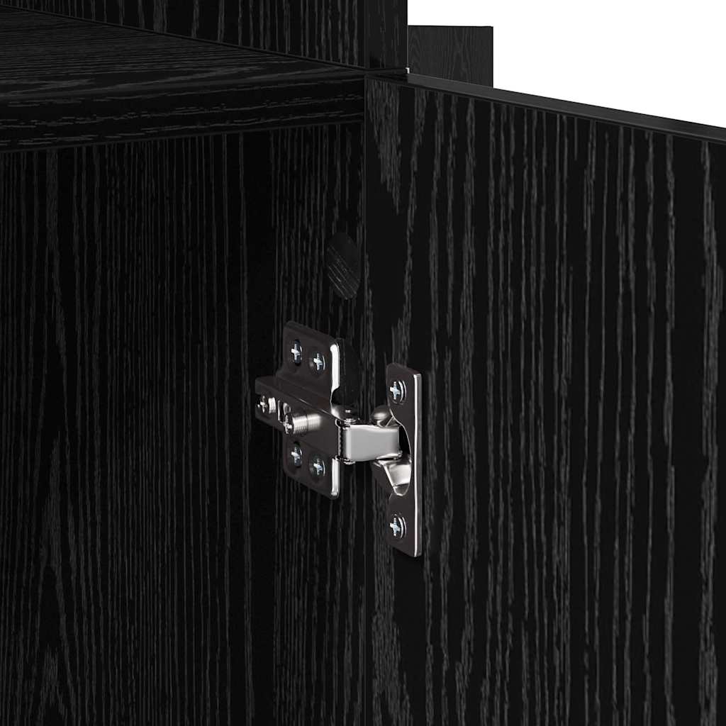 Highboard Μαύρη Οξυά 80 x 42,5 x 185 εκ Επεξεργασμένο ξύλο