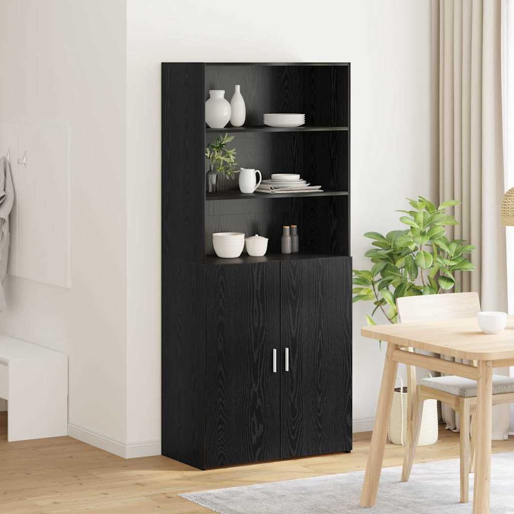 Highboard Μαύρη Οξυά 80 x 42,5 x 185 εκ Επεξεργασμένο ξύλο