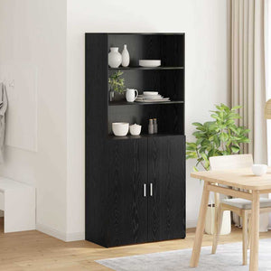 Highboard Μαύρη Οξυά 80 x 42,5 x 185 εκ Επεξεργασμένο Ξύλο