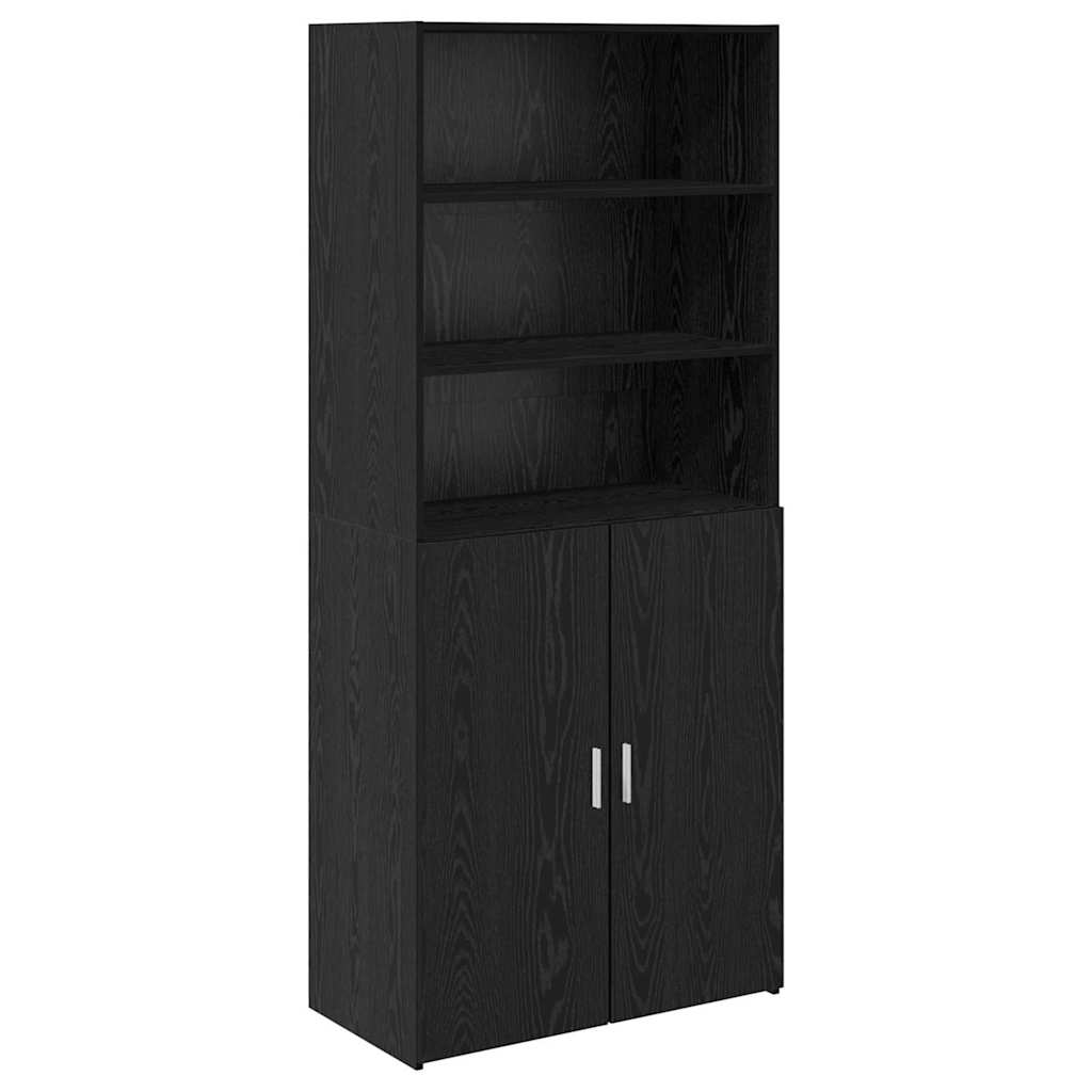 Highboard Μαύρη Οξυά 80 x 42,5 x 185 εκ Επεξεργασμένο ξύλο