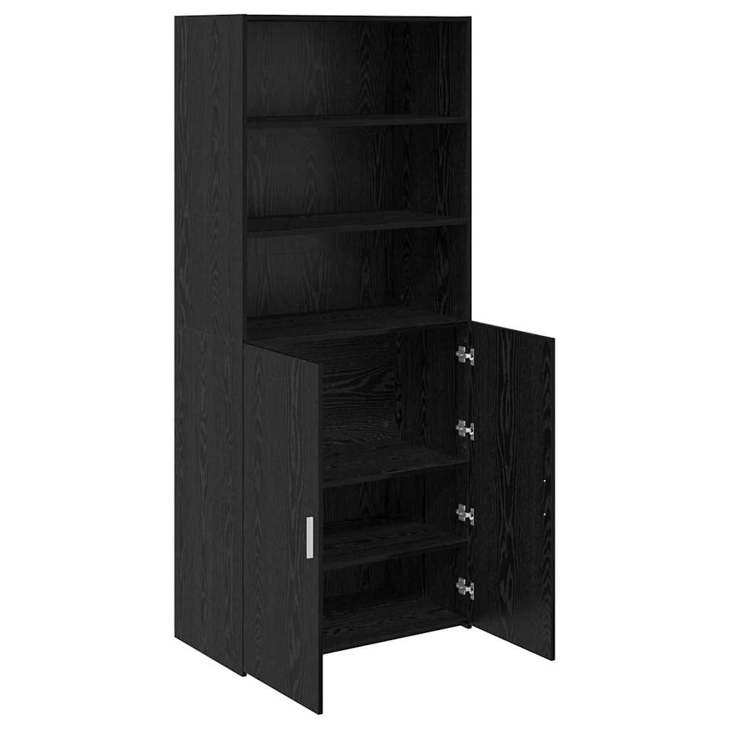 Highboard Μαύρη Οξυά 80 x 42,5 x 185 εκ Επεξεργασμένο ξύλο