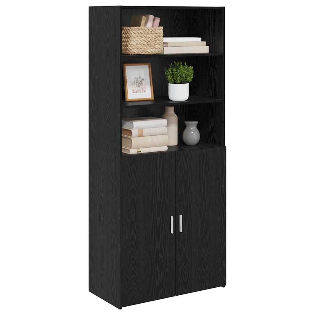 Highboard Μαύρη Οξυά 80 x 42,5 x 185 εκ Επεξεργασμένο ξύλο