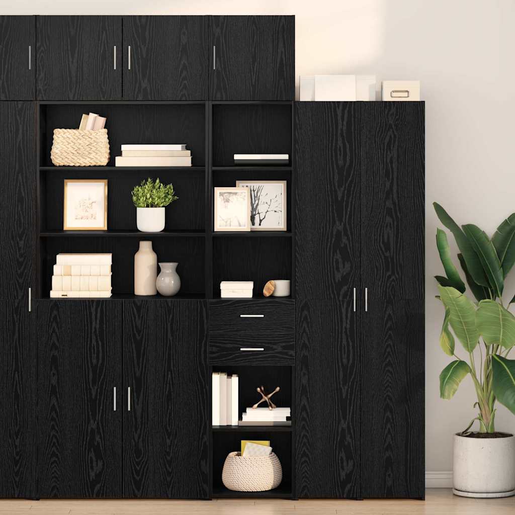 Highboard Μαύρη Οξυά 40 x 42,5 x 185 εκ. Επεξεργασμένο ξύλο