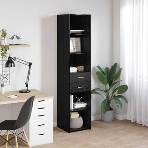 Highboard Μαύρη Οξυά 40 x 42,5 x 185 εκ. Επεξεργασμένο Ξύλο