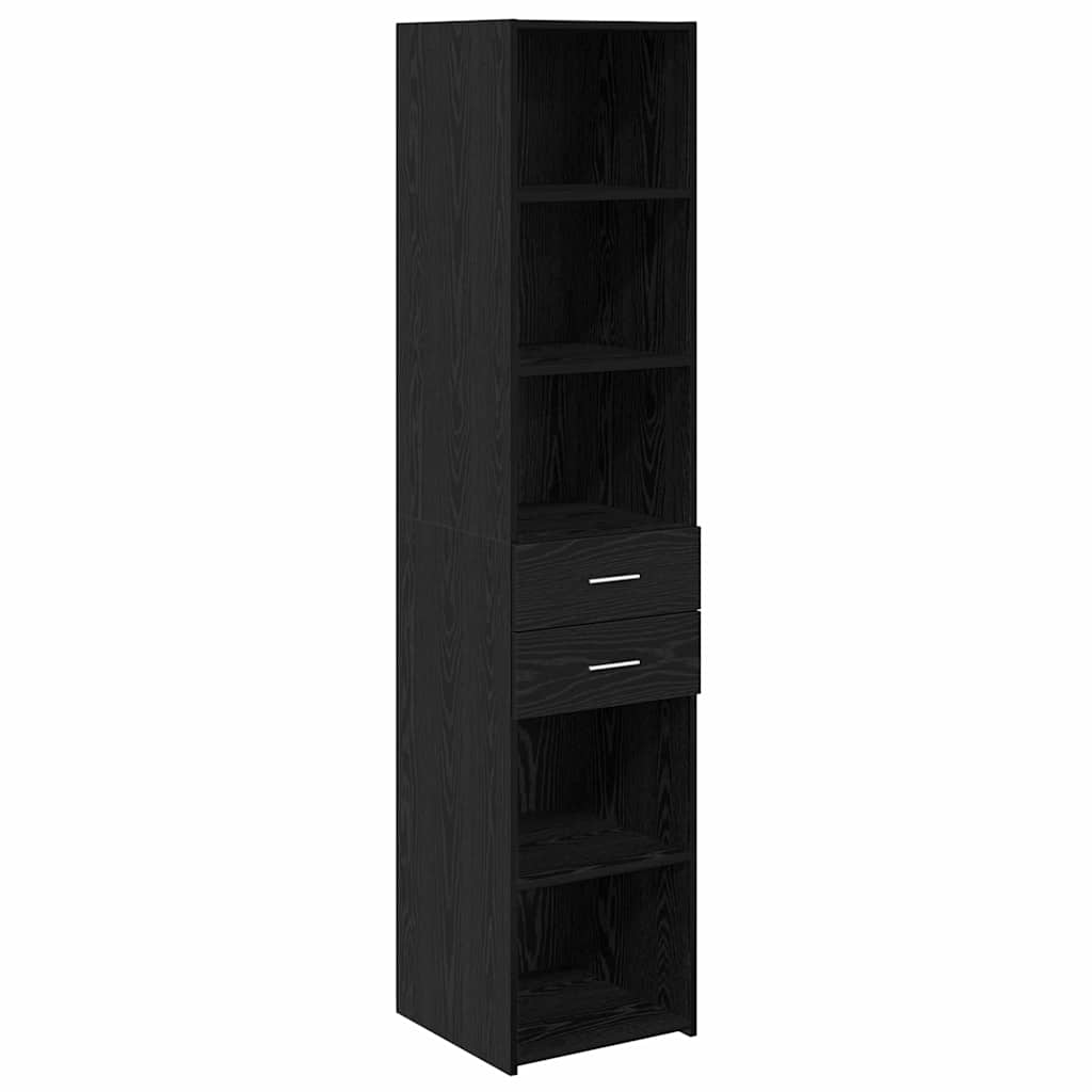 Highboard Μαύρη Οξυά 40 x 42,5 x 185 εκ. Επεξεργασμένο ξύλο