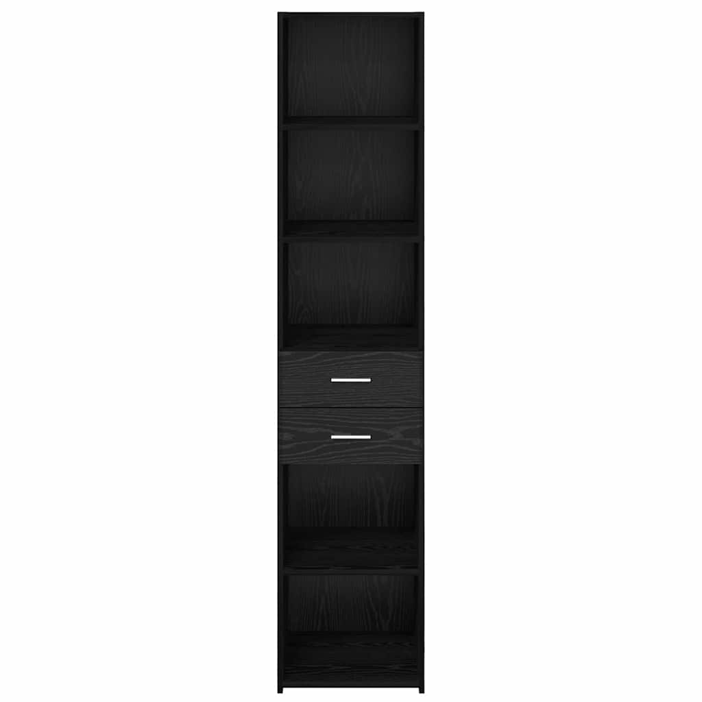 Highboard Μαύρη Οξυά 40 x 42,5 x 185 εκ. Επεξεργασμένο ξύλο