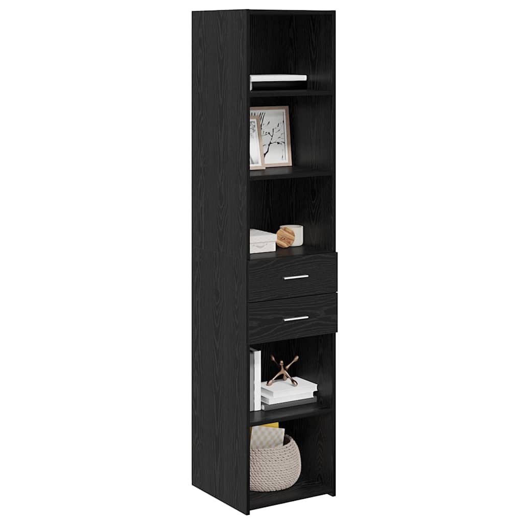 Highboard Μαύρη Οξυά 40 x 42,5 x 185 εκ. Επεξεργασμένο ξύλο