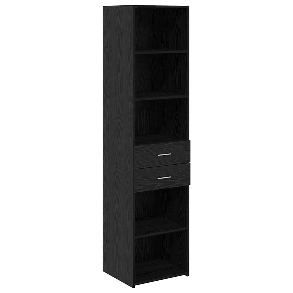 Highboard Μαύρη Οξυά 45 x 42,5 x 185 εκ. Επεξεργασμένο ξύλο
