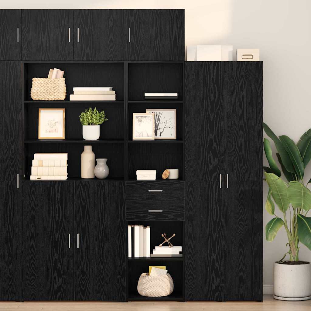 Highboard Μαύρη Οξυά 50 x 42,5 x 185 εκ. Επεξεργασμένο ξύλο