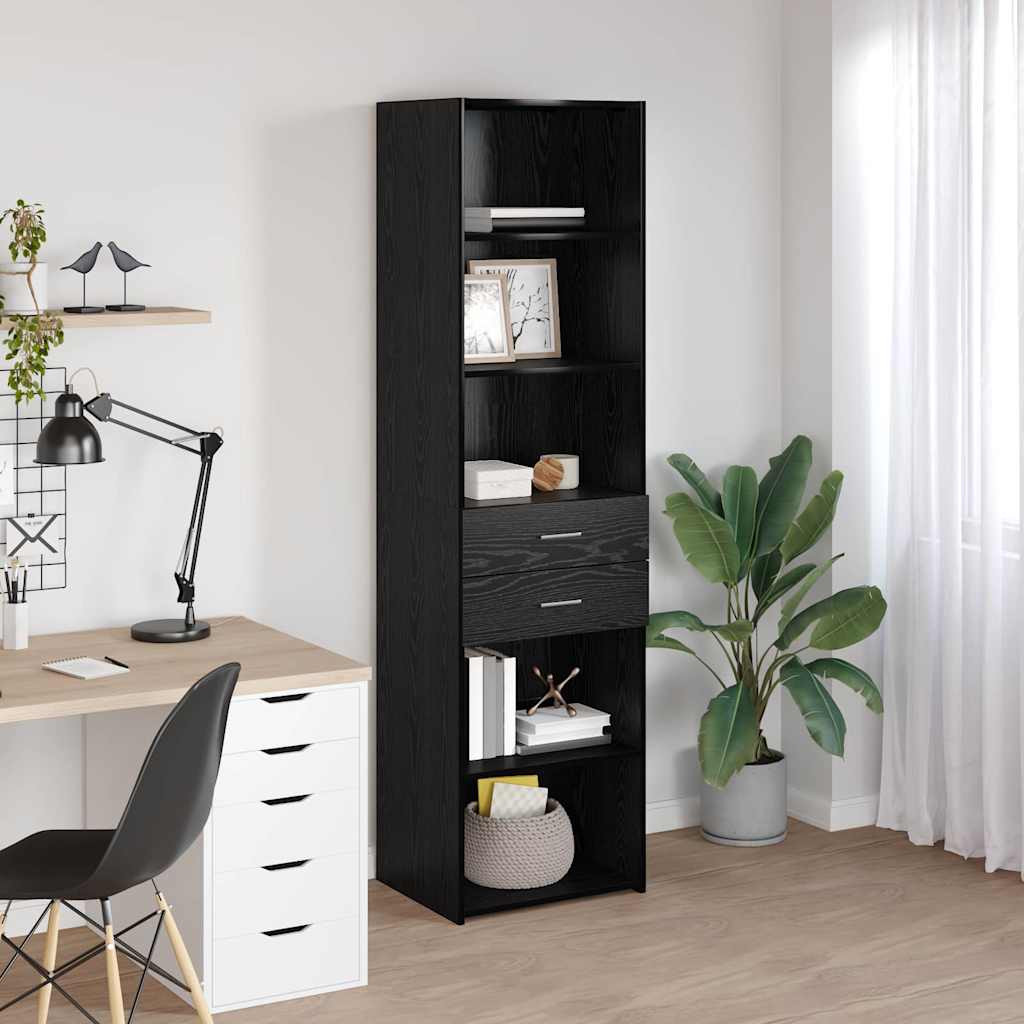 Highboard Μαύρη Οξυά 50 x 42,5 x 185 εκ. Επεξεργασμένο ξύλο