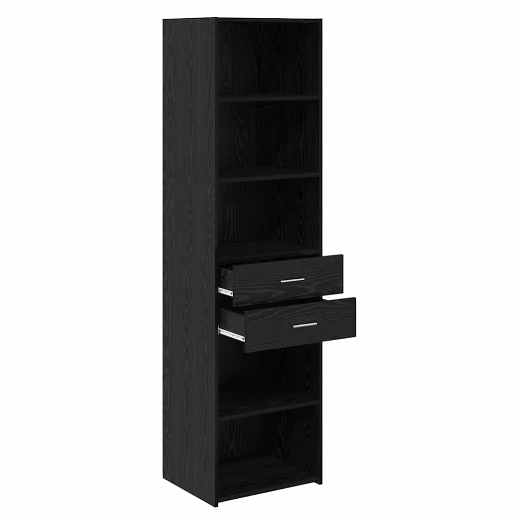 Highboard Μαύρη Οξυά 50 x 42,5 x 185 εκ. Επεξεργασμένο ξύλο