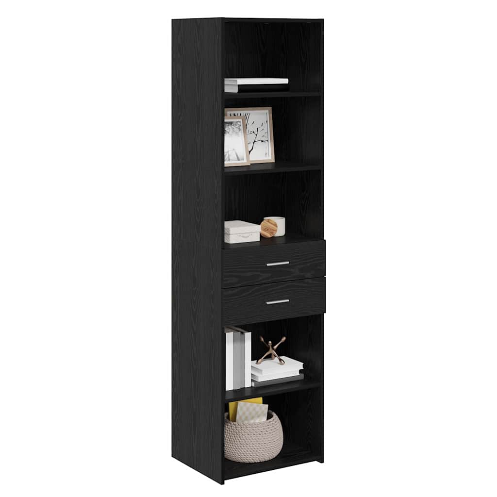 Highboard Μαύρη Οξυά 50 x 42,5 x 185 εκ. Επεξεργασμένο ξύλο