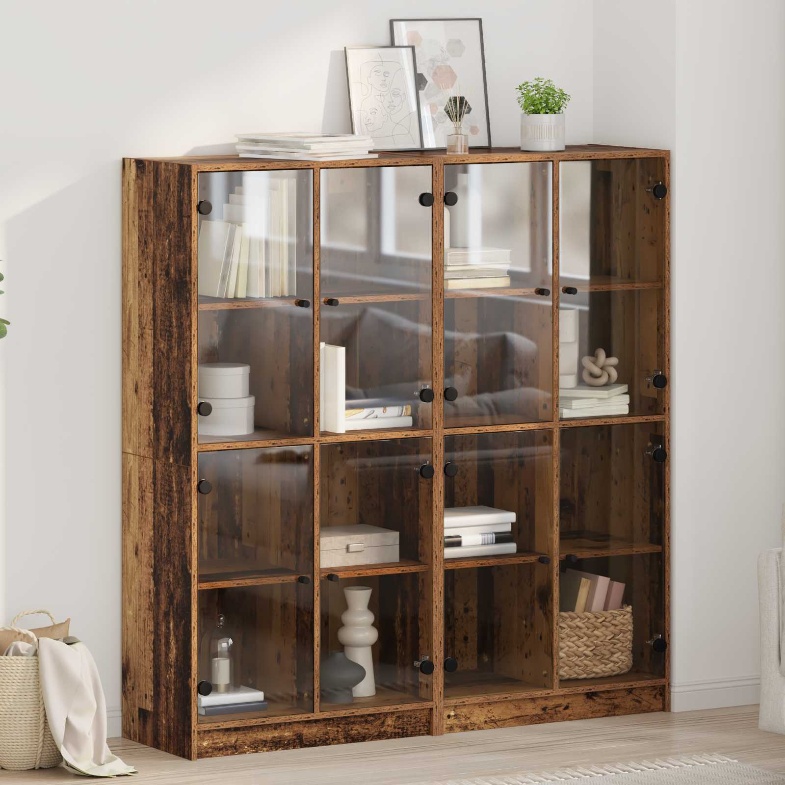 Highboard 2 pcs Παλιό Ξύλο 68 x 37 x 142 εκ Επεξεργασμένο ξύλο - Pakobazaar