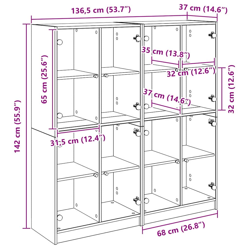 Highboard 2 pcs Παλιό Ξύλο 68 x 37 x 142 εκ Επεξεργασμένο ξύλο