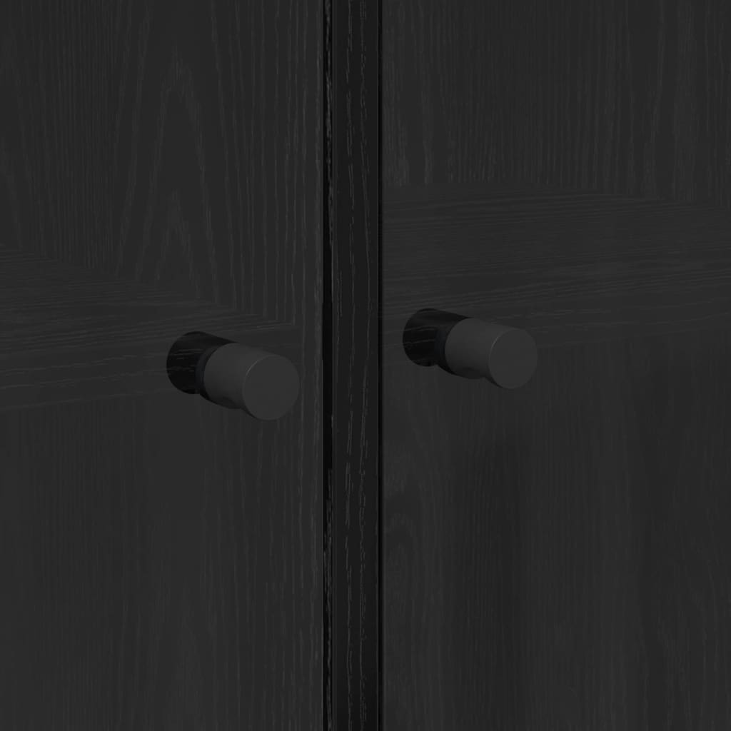 Highboard 2 pcs Μαύρη Οξυά 68 x 37 x 142 εκ Επεξεργασμένο ξύλο