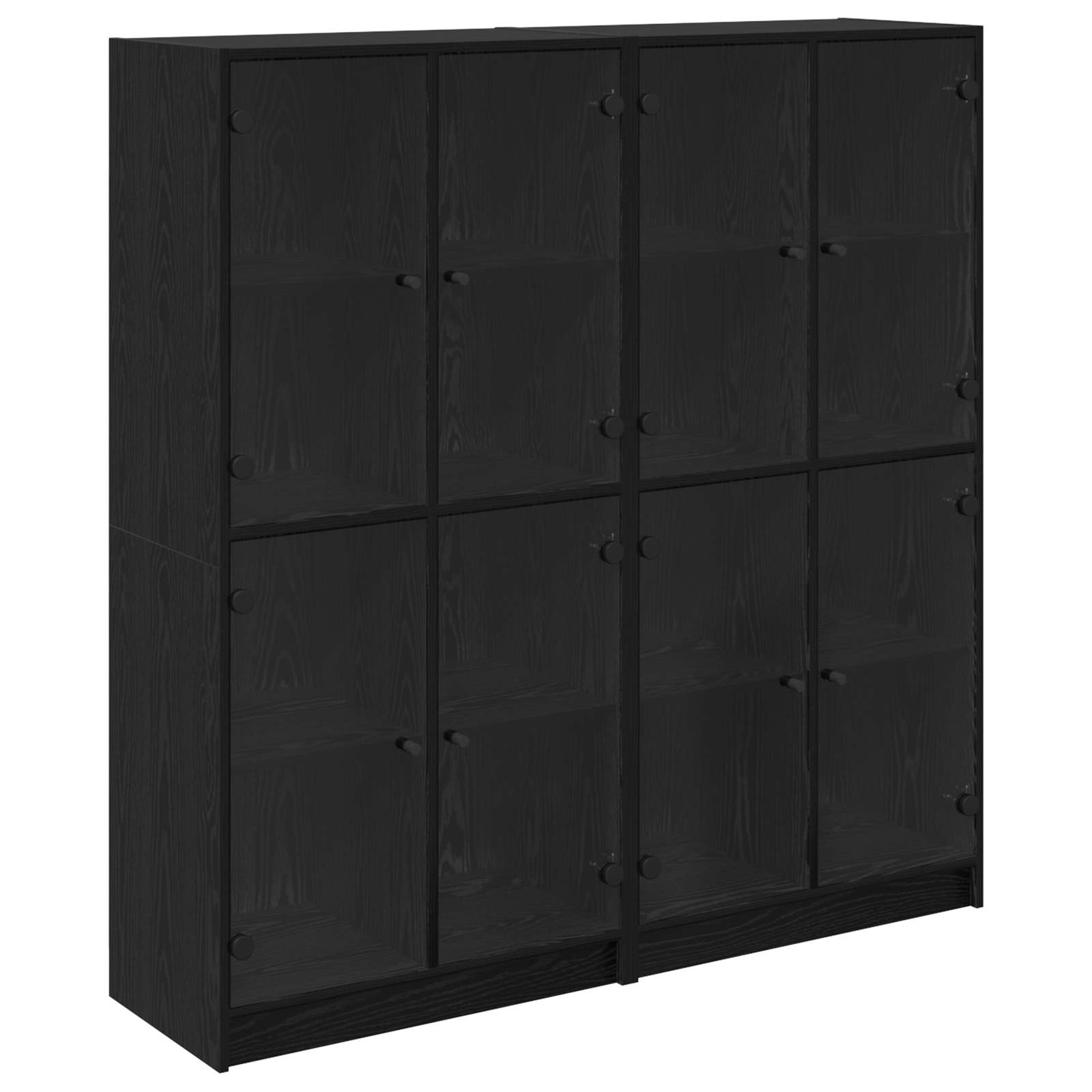 Highboard 2 pcs Μαύρη Οξυά 68 x 37 x 142 εκ Επεξεργασμένο ξύλο - Pakobazaar