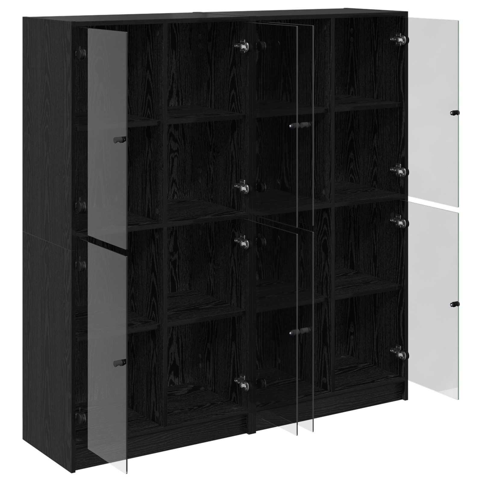 Highboard 2 pcs Μαύρη Οξυά 68 x 37 x 142 εκ Επεξεργασμένο ξύλο - Pakobazaar