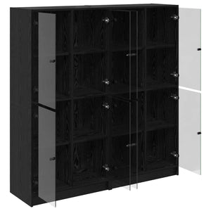 Highboard 2 pcs Μαύρη Οξυά 68 x 37 x 142 εκ Επεξεργασμένο ξύλο - Pakobazaar