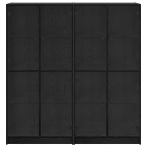 Highboard 2 pcs Μαύρη Οξυά 68 x 37 x 142 εκ Επεξεργασμένο ξύλο - Pakobazaar