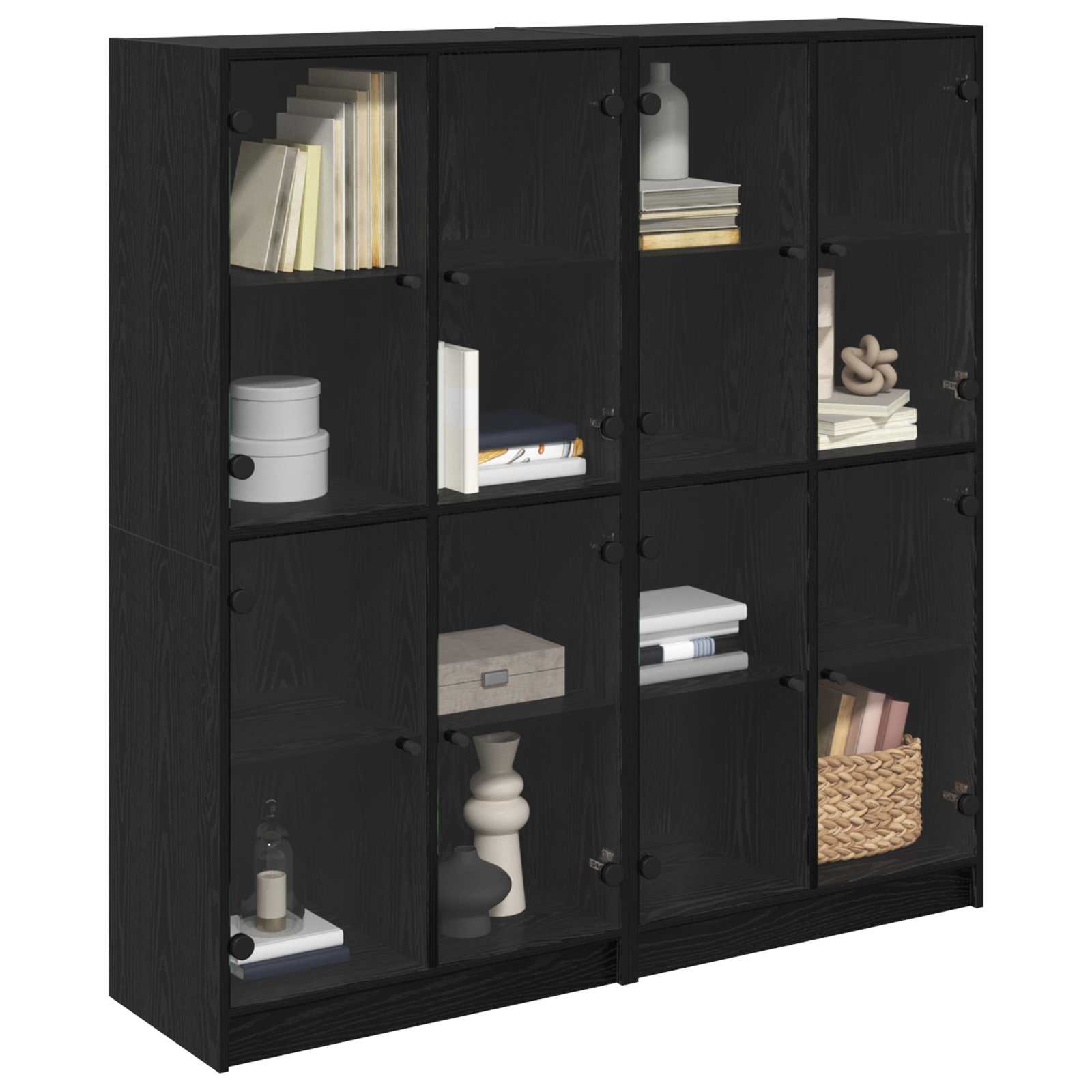 Highboard 2 pcs Μαύρη Οξυά 68 x 37 x 142 εκ Επεξεργασμένο ξύλο - Pakobazaar