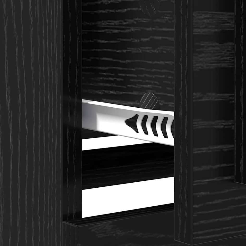 Παραδοσιακά Πλευρικά Έπιπλα με συρτάρι 2 pcs Μαύρη Οξυά