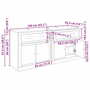 Παραδοσιακά Πλευρικά Έπιπλα με συρτάρι 2 pcs Παλιό Ξύλο - Pakobazaar