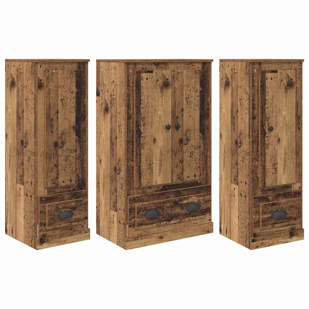 Highboard με συρτάρι 3 pcs Παλιό Ξύλο Επεξεργασμένο ξύλο