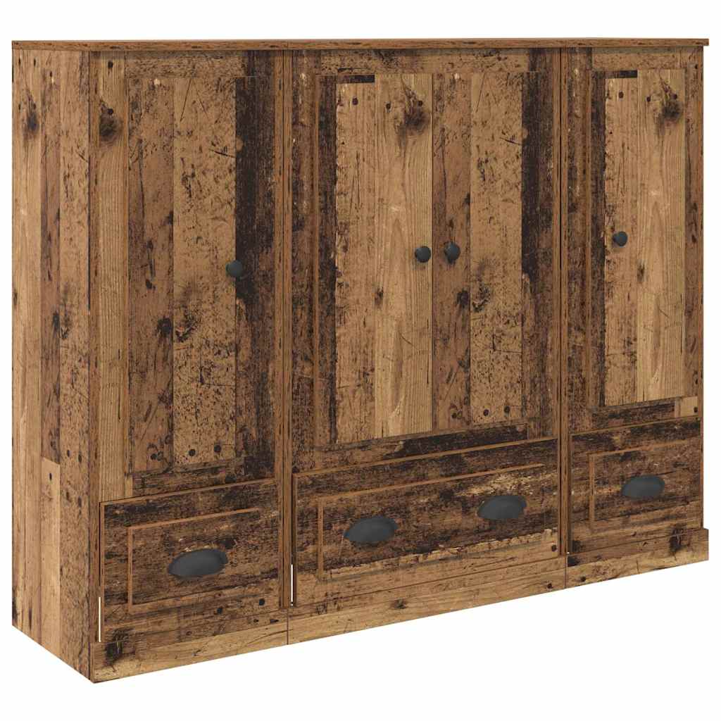 Highboard με συρτάρι 3 pcs Παλιό Ξύλο Επεξεργασμένο ξύλο