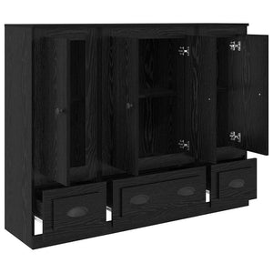 Highboard 3 τμχ. Μαύρη Οξυά 132 x 35,5 x 103,5 εκ.