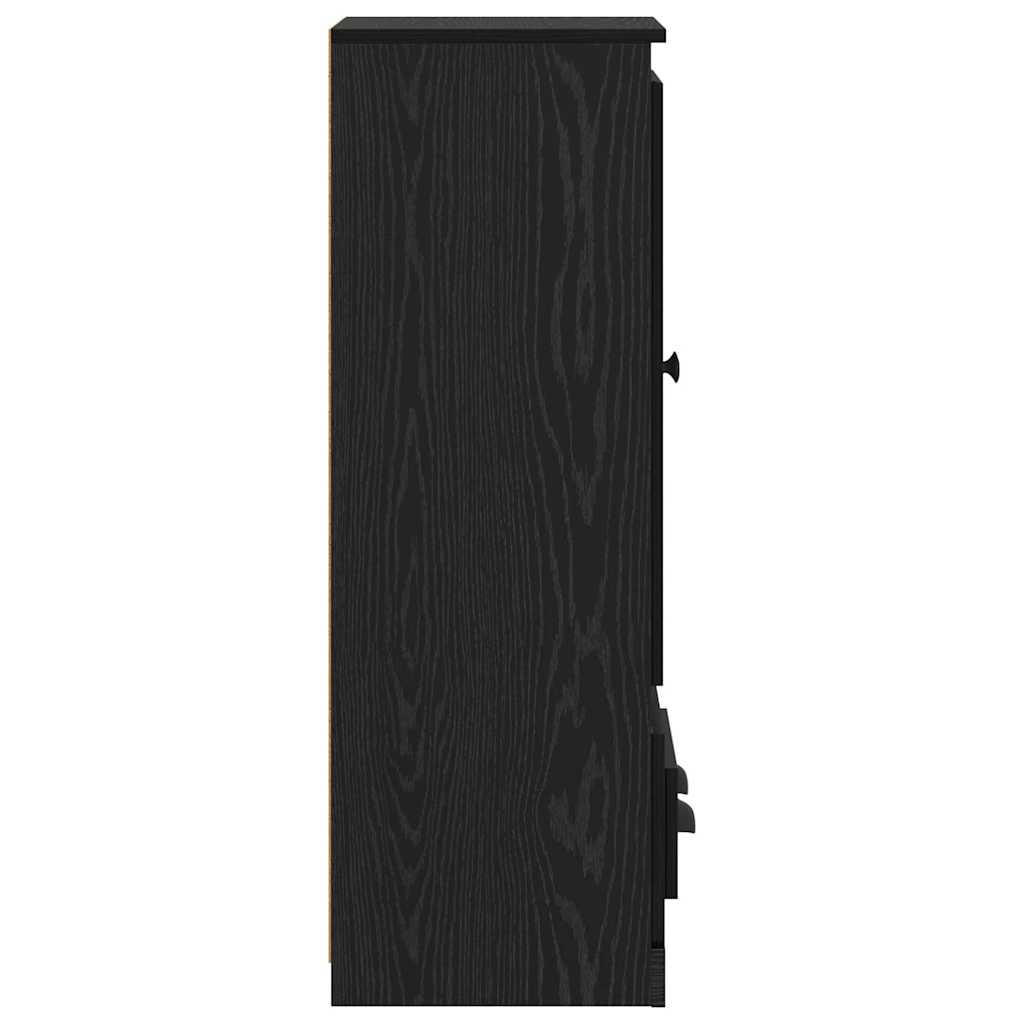 Highboard με συρτάρι 3 pcs Μαύρη Οξυά Επεξεργασμένο ξύλο