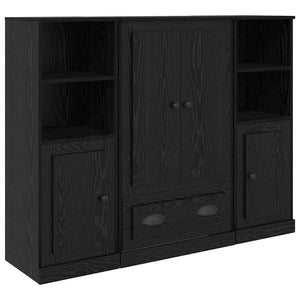 Highboard 3 τμχ. Μαύρη Οξυά 132 x 35,5 x 103,5 εκ.
